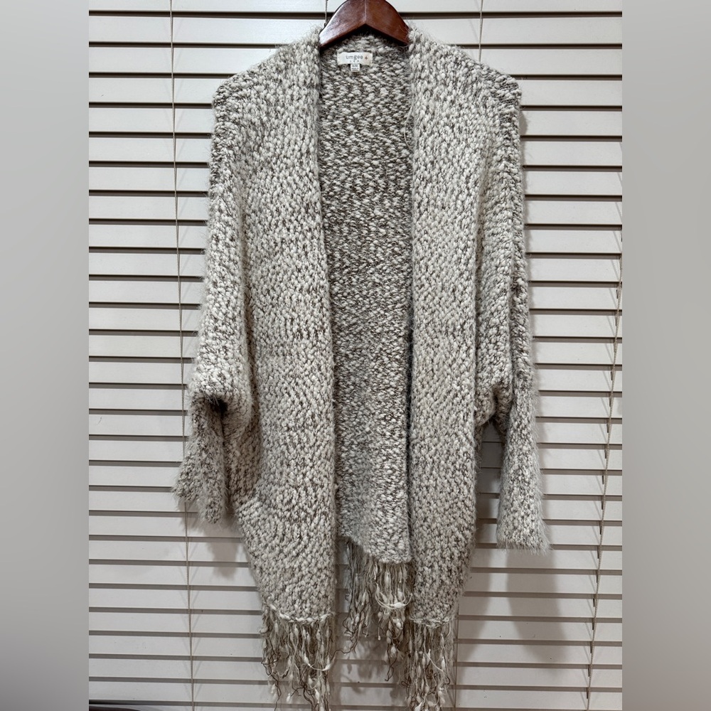 Umgee Cream and Gray Knit Cardigan